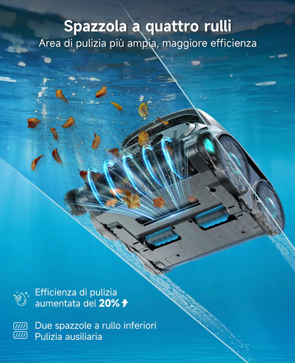 WYBOT OS600 Robot Piscina, Senza Fili, Pulizia Fondo E Pareti, Autonomia 120 Min, Navigazione Intelligente, Parcheggio Automatico, Per Piscine Interrate E Fuori Terra, Verde Grigiastro