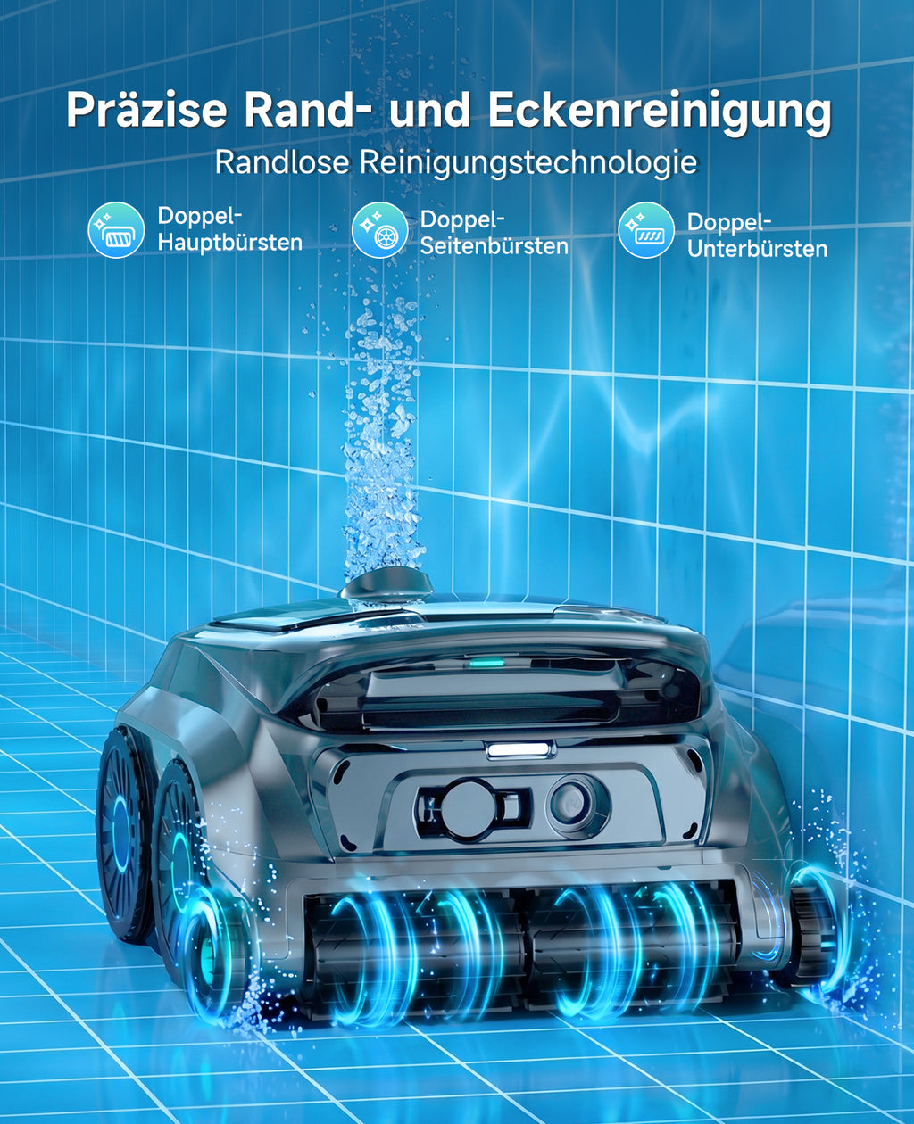 WYBOT OS600 Poolroboter Akku Für Wand Und Boden, Kabelloser Poolroboter Mit 120 Min Laufzeit, Intelligente Navigation, Auto-Park Für Inground- Und Aufstellpools,Graugrün
