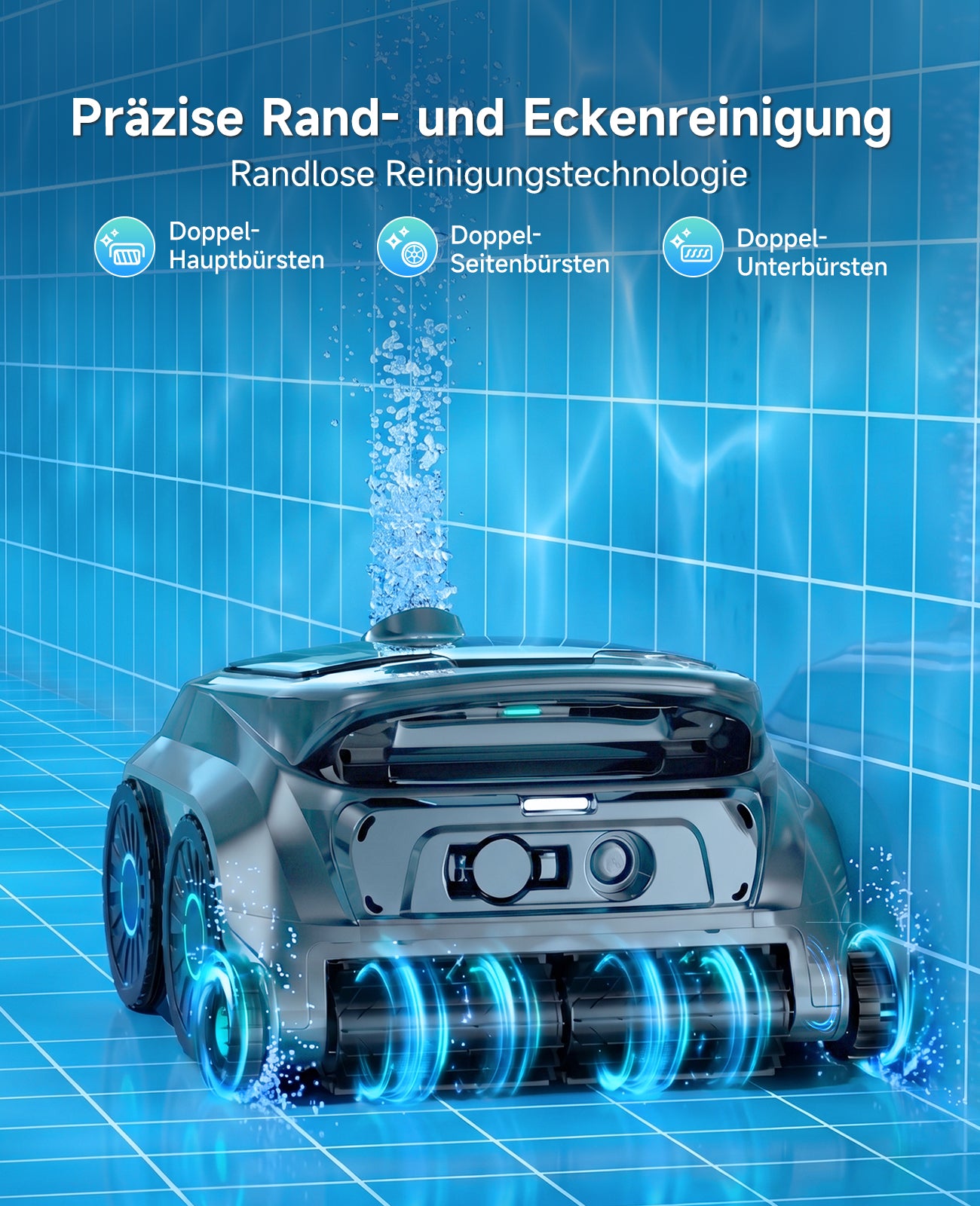 WYBOT OS600 Poolroboter Akku Für Wand Und Boden, Kabelloser Poolroboter Mit 120 Min Laufzeit, Intelligente Navigation, Auto-Park Für Inground- Und Aufstellpools,Graugrün