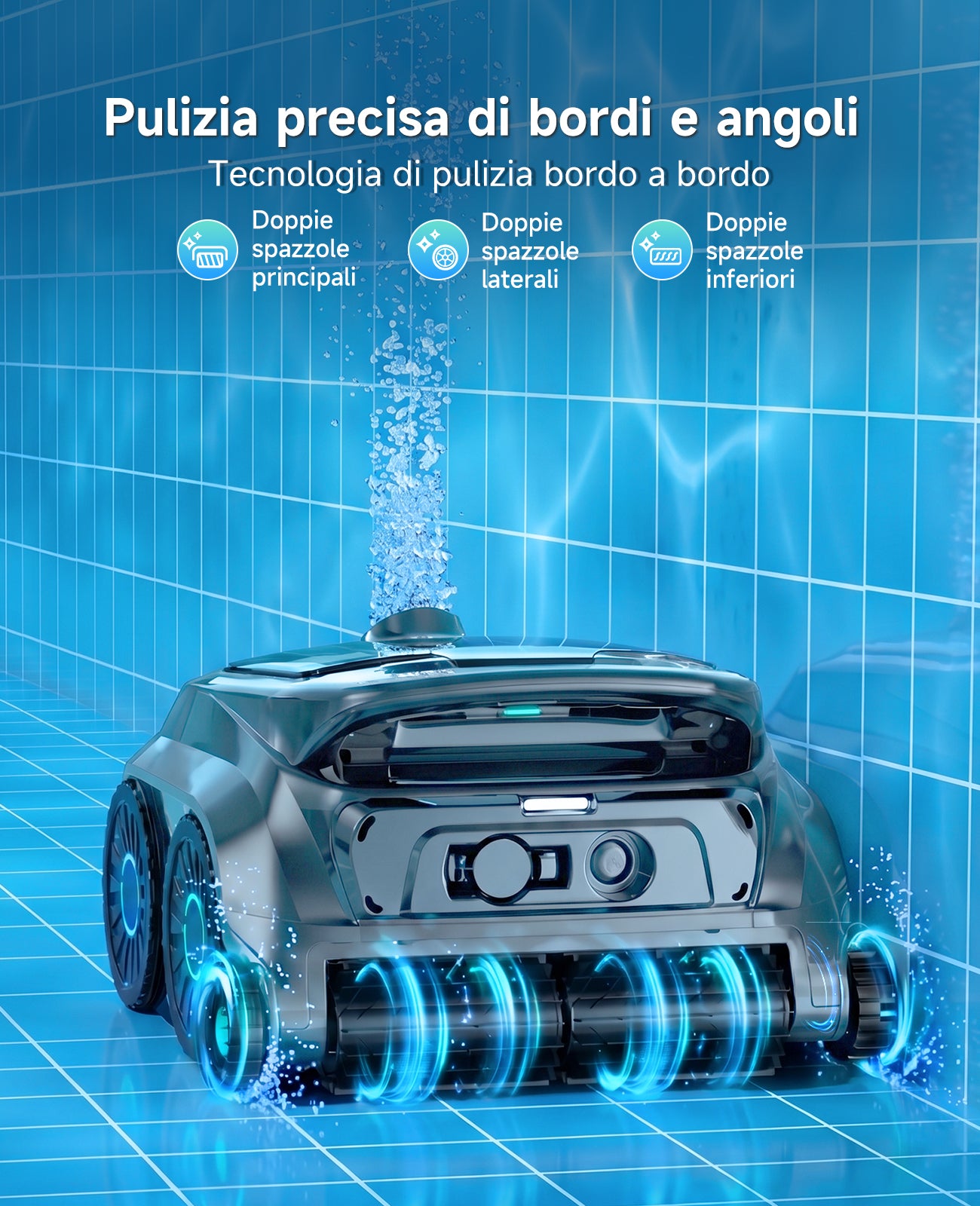 WYBOT OS600 Robot Piscina, Senza Fili, Pulizia Fondo E Pareti, Autonomia 120 Min, Navigazione Intelligente, Parcheggio Automatico, Per Piscine Interrate E Fuori Terra, Verde Grigiastro