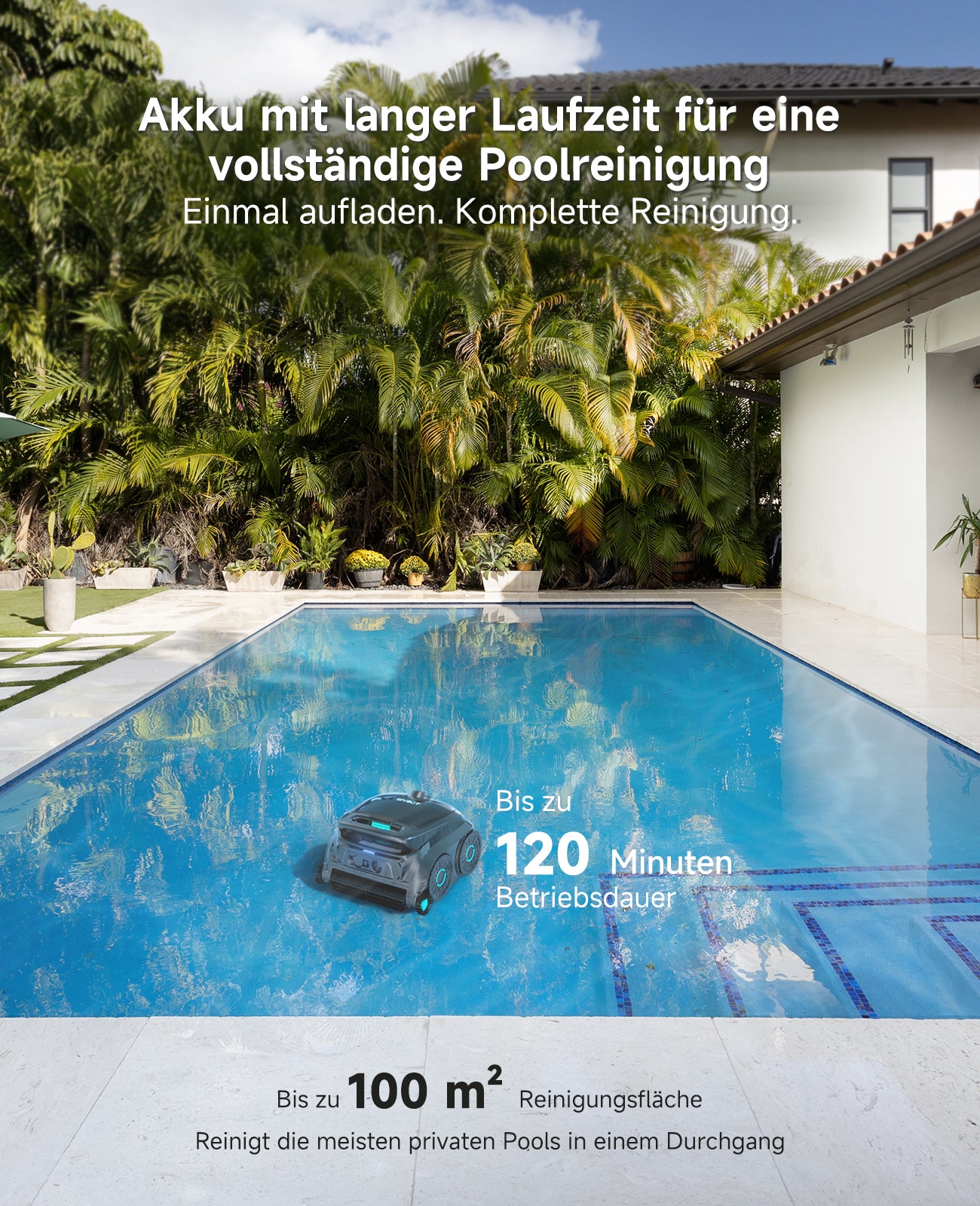 WYBOT OS600 Poolroboter Akku Für Wand Und Boden, Kabelloser Poolroboter Mit 120 Min Laufzeit, Intelligente Navigation, Auto-Park Für Inground- Und Aufstellpools,Graugrün