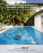 WYBOT OS600 Robot Piscine Sans Fil, Nettoyage Fond Et Parois, Autonomie 120 Min, Navigation Intelligente, Stationnement Automatique, Pour Piscines Enterrées Et Hors-Sol, Vert-Gris