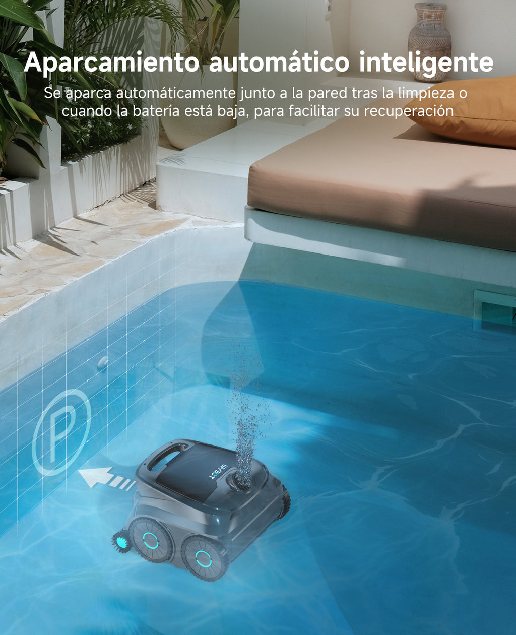 WYBOT OS600 Robot Piscina Limpiafondos, Inalámbrico, 120 Min Autonomía, Limpia Fondo Y Paredes, Navegación Inteligente, Para Piscinas Enterradas Y Sobre Suelo,Gris Verdoso