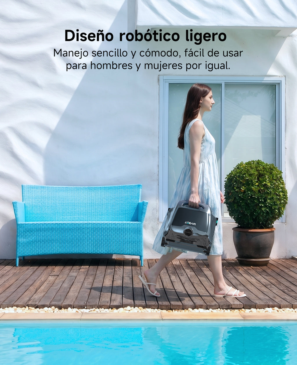 WYBOT OS600 Robot Piscina Limpiafondos, Inalámbrico, 120 Min Autonomía, Limpia Fondo Y Paredes, Navegación Inteligente, Para Piscinas Enterradas Y Sobre Suelo,Gris Verdoso