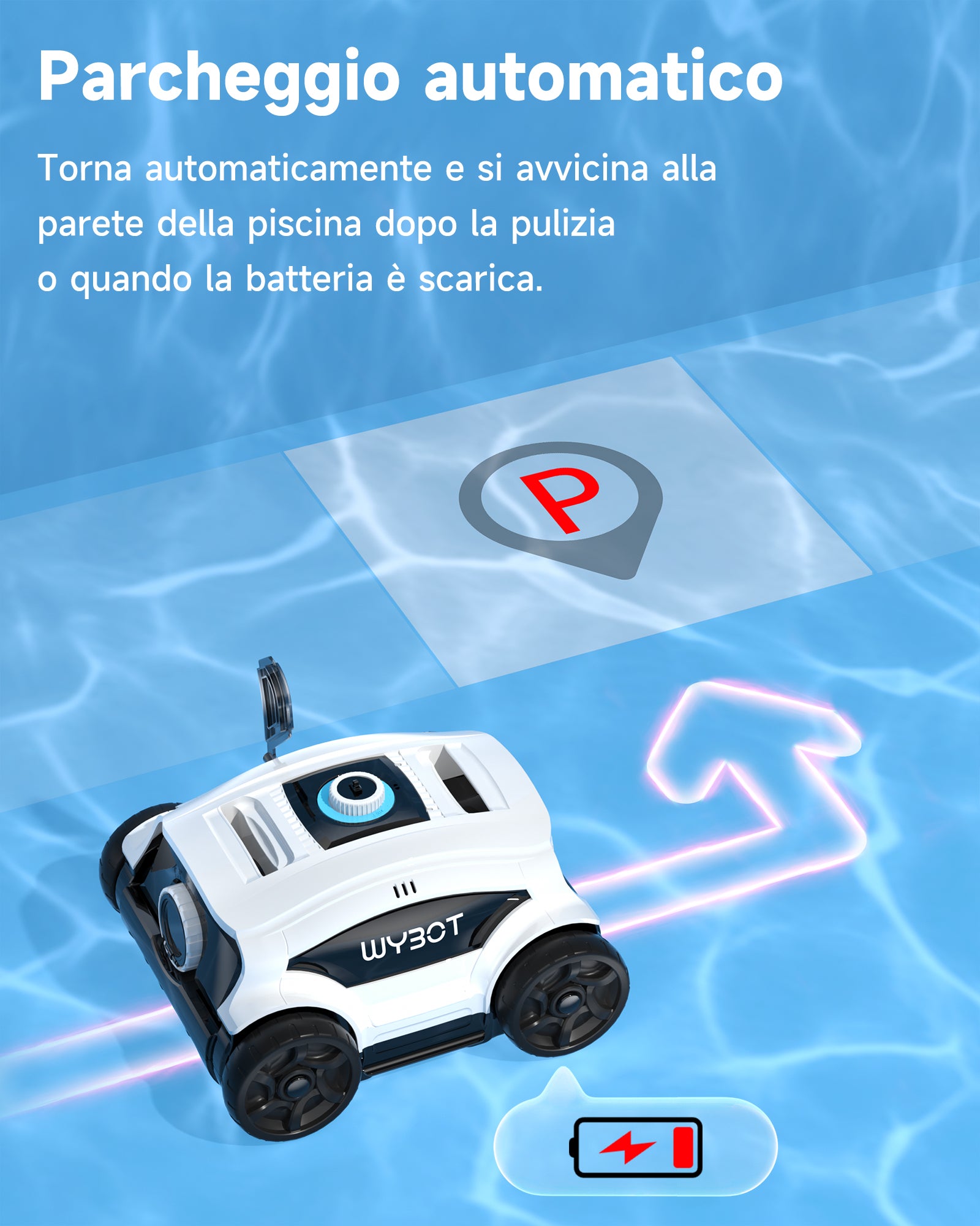 WYBOT Osprey 300II Robot Piscina Fili a Batteria, Parcheggio Automatico, Aspiratore Piscina Senza Per Piscine Fuori Terra Fino A 100 m², Doppi Motori, Ugello Regolabile, 120 Min (Bianco Nero) Visita lo Store di WYBOT