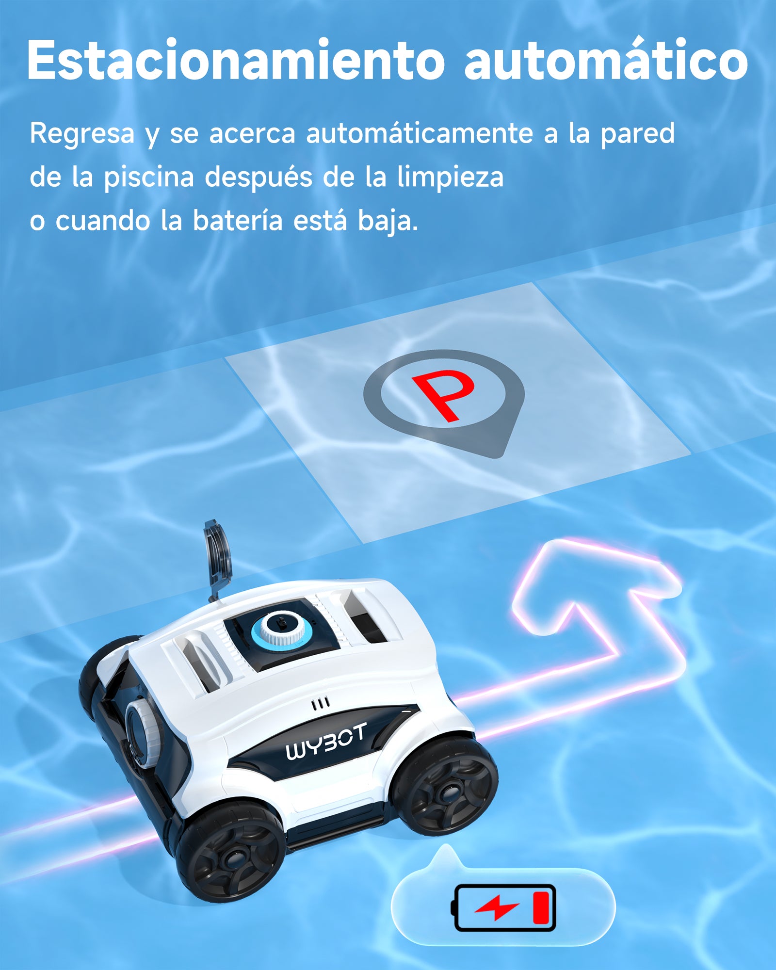 WYBOT Osprey 300II Robot Limpiafondos Piscina Automatico con Batería, Sin Cable, Aspirador Piscina para Piscinas Desmontables 100 m², Motores Dobles, Boquilla Ajustable, 120 Min (Blanco Negro)