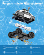 WYBOT Osprey 300II Poolroboter Akku Kabellos Poolsauger Roboter,Automatisch Parken,Poolreiniger Für Aufstellpools Bis 100 m²,Große Bürste & Saugöffnungen,Verstellbare Düse,120 Min (Schwarzweiß)