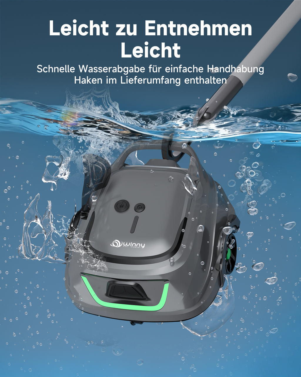 WYBOT A1max Kabelloser Poolroboter, Poolroboter Akku 130 Min Laufzeit, Doppelsiebe, Reinigt Flache Aufstellpools Bis 110 M², Ideal für Poolroboter für Aufstellpool,Salbeigrün