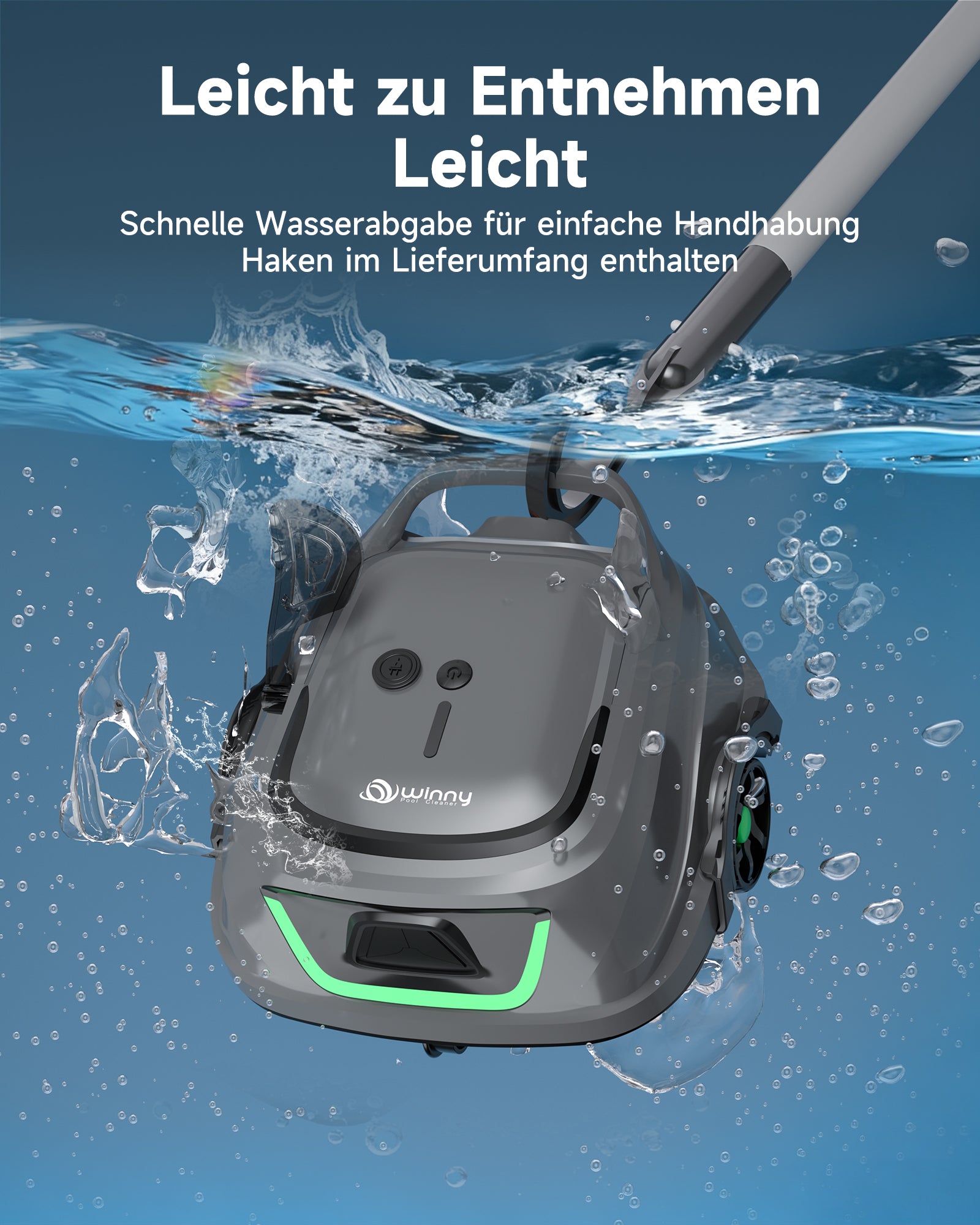 WYBOT A1max Kabelloser Poolroboter, Poolroboter Akku 130 Min Laufzeit, Doppelsiebe, Reinigt Flache Aufstellpools Bis 110 M², Ideal für Poolroboter für Aufstellpool,Salbeigrün