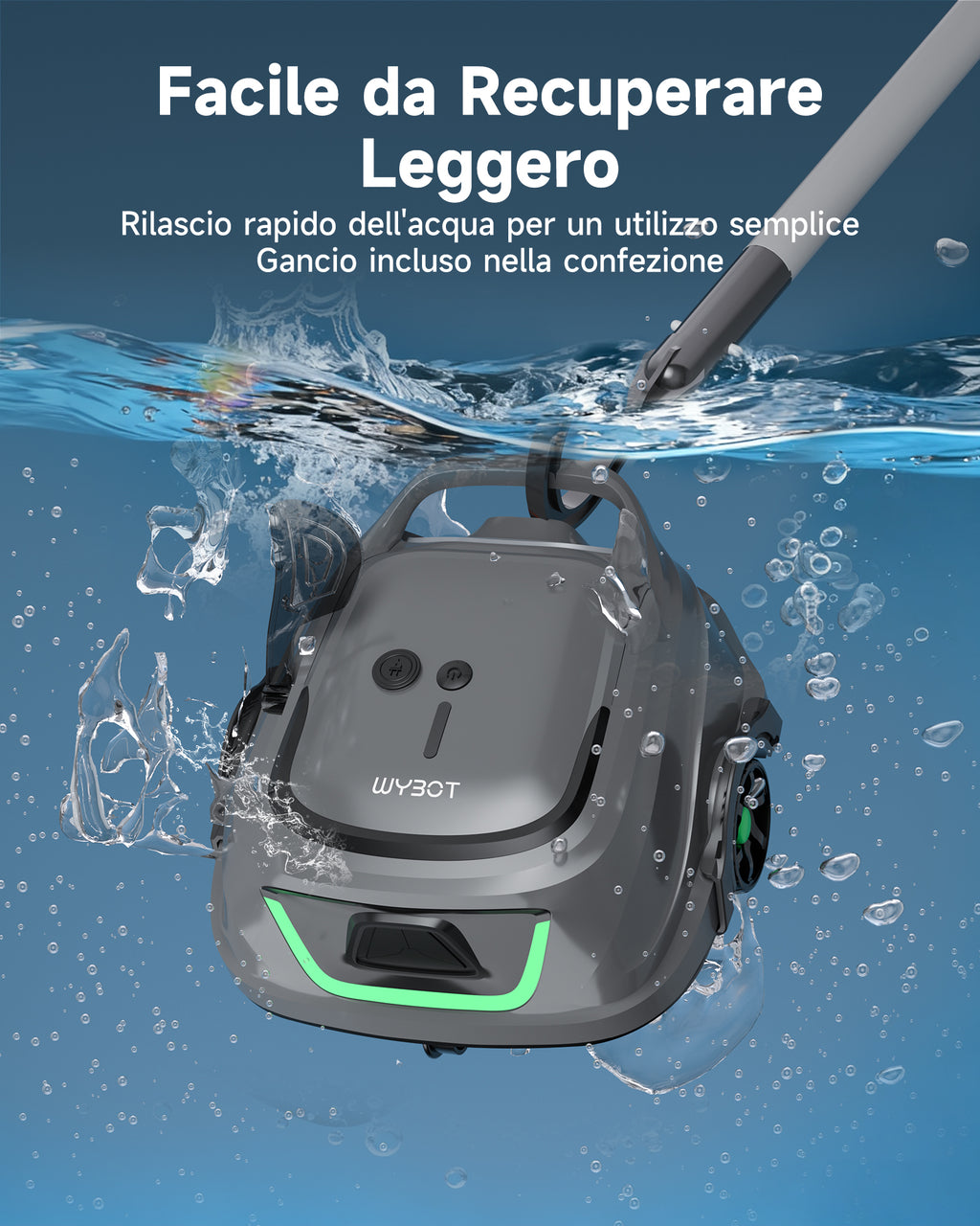 WYBOT A1max Robot Piscina Inalámbrico, Autonomía 130 Min, Doble Tamiz, Limpia Piscinas Sobre Suelo Planas Hasta 110 M², Limpiafondos Piscina Automático,Verde Salvia