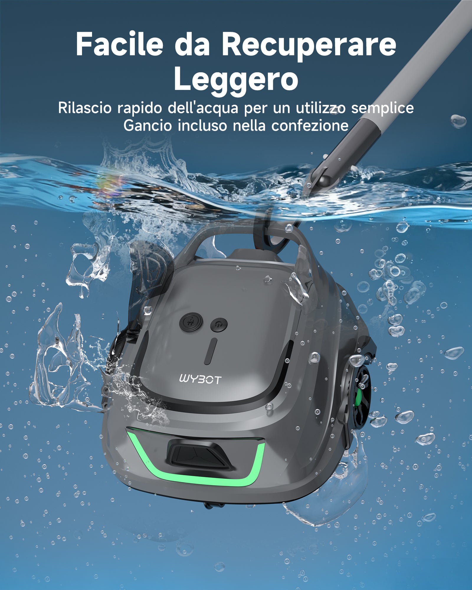WYBOT A1max Robot Piscina Inalámbrico, Autonomía 130 Min, Doble Tamiz, Limpia Piscinas Sobre Suelo Planas Hasta 110 M², Limpiafondos Piscina Automático,Verde Salvia