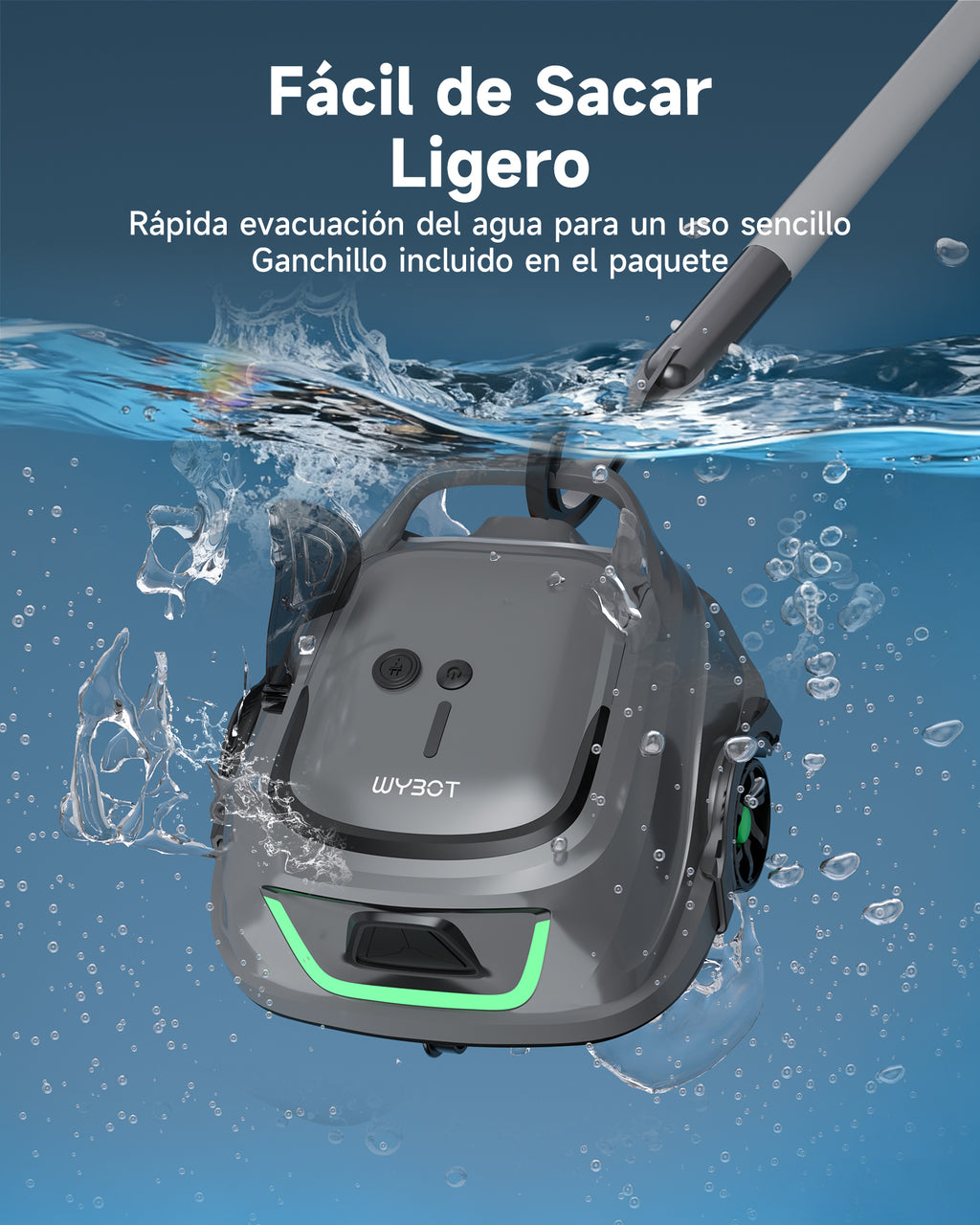 WYBOT A1max Robot Piscina Inteligente, Doble Filtración, Autonomía 130 Min, Limpiafondos Piscina Potente Inalámbrico para sobre Suelo Y Planas, Elimina Residuos, Auto-Estacionamiento,Verde Salvia