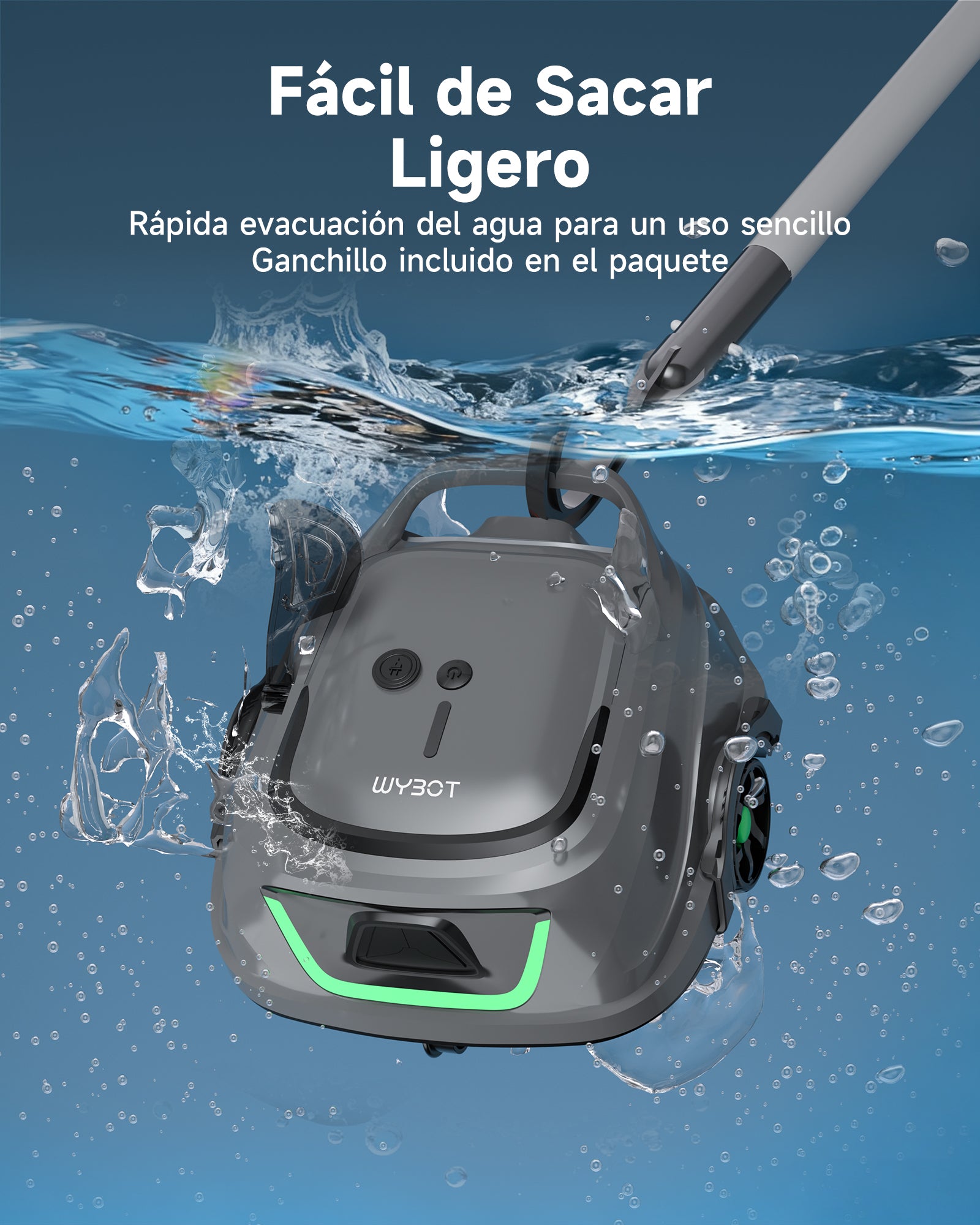 WYBOT A1max Robot Piscina Inteligente, Doble Filtración, Autonomía 130 Min, Limpiafondos Piscina Potente Inalámbrico para sobre Suelo Y Planas, Elimina Residuos, Auto-Estacionamiento,Verde Salvia