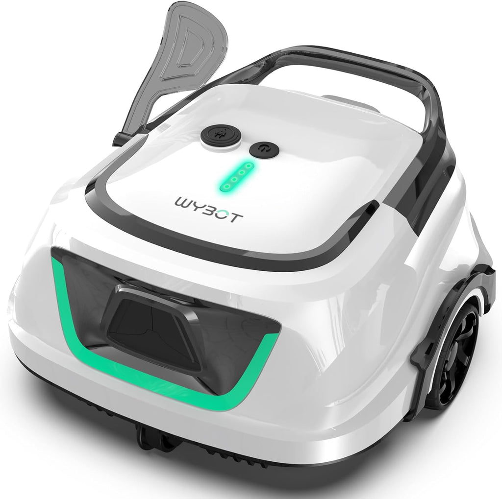 WYBOT A1max Kabelloser Poolroboter, Poolroboter Akku 130 Min Laufzeit, Doppelsiebe, Reinigt Flache Aufstellpools Bis 110 M², Ideal für Poolroboter für Aufstellpool,Milchweißgrün