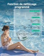 WYBOT A1max Robot Piscine sans Fil pour Piscines Hors-Sol, Aspirateur Automatique, Robot Piscine 130 Min Autonomie, Double Filtration, LED, Charge 2h, 4 Modes,Vert Blanc Laiteux