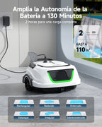 WYBOT A1max Robot Piscina Inteligente, Doble Filtración, Autonomía 130 Min, Limpiafondos Piscina Potente Inalámbrico para sobre Suelo Y Planas, Auto-Estacionamiento,Verde Blanco lechoso
