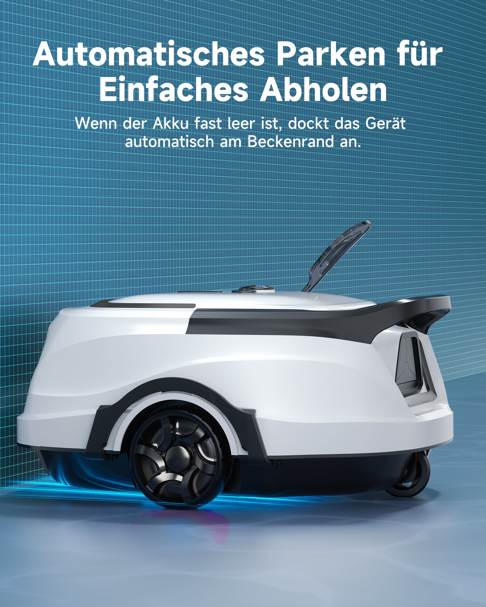 WYBOT A1max Kabelloser Poolroboter, Poolroboter Akku 130 Min Laufzeit, Doppelsiebe, Reinigt Flache Aufstellpools Bis 110 M², Ideal für Poolroboter für Aufstellpool,Milchweißgrün