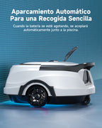 WYBOT A1max Robot Piscina Inteligente, Doble Filtración, Autonomía 130 Min, Limpiafondos Piscina Potente Inalámbrico para sobre Suelo Y Planas, Auto-Estacionamiento,Verde Blanco lechoso