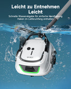 WYBOT A1max Kabelloser Poolroboter, Poolroboter Akku 130 Min Laufzeit, Doppelsiebe, Reinigt Flache Aufstellpools Bis 110 M², Ideal für Poolroboter für Aufstellpool,Milchweißgrün