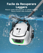 WYBOT A1max Robot Piscina Inalámbrico, Autonomía 130 Min, Doble Tamiz, Limpia Piscinas Sobre Suelo Planas Hasta 110 M², Limpiafondos Piscina Automático,Verde Bianco Latte