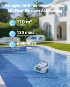 WYBOT A1max Kabelloser Poolroboter, Poolroboter Akku 130 Min Laufzeit, Doppelsiebe, Reinigt Flache Aufstellpools Bis 110 M², Ideal für Poolroboter für Aufstellpool,Milchweißgrün