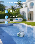 WYBOT A1max Robot Piscina Inteligente, Doble Filtración, Autonomía 130 Min, Limpiafondos Piscina Potente Inalámbrico para sobre Suelo Y Planas, Auto-Estacionamiento,Verde Blanco lechoso