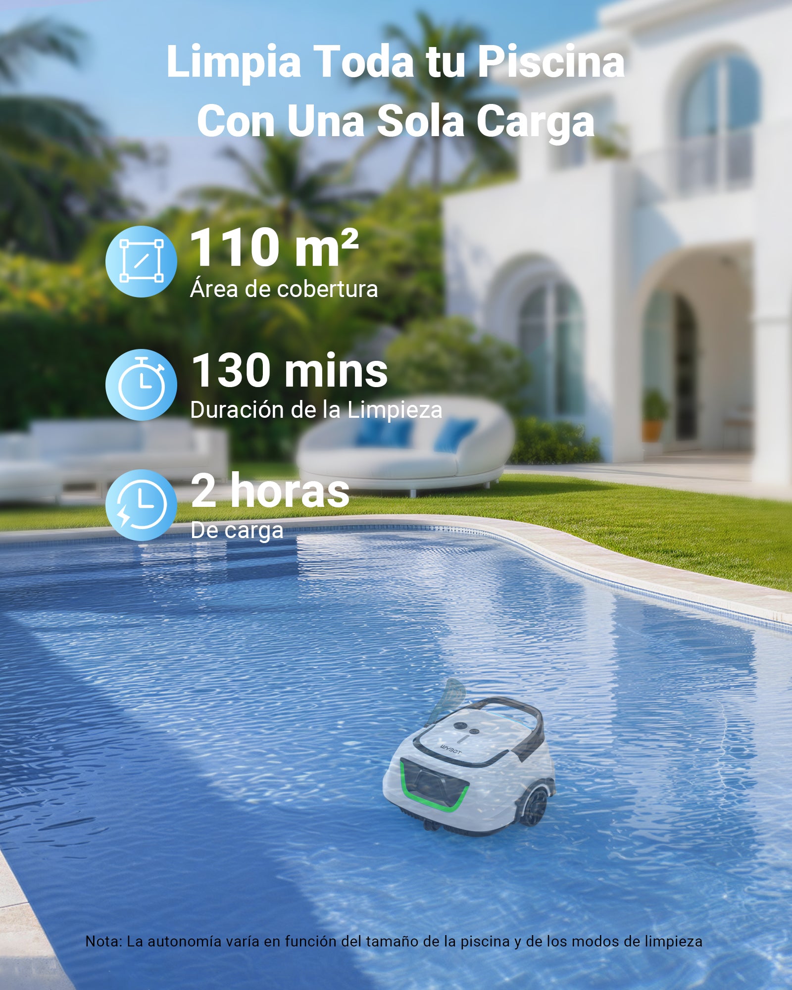 WYBOT A1max Robot Piscina Inteligente, Doble Filtración, Autonomía 130 Min, Limpiafondos Piscina Potente Inalámbrico para sobre Suelo Y Planas, Auto-Estacionamiento,Verde Blanco lechoso