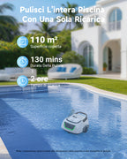WYBOT A1max Robot Piscina Inalámbrico, Autonomía 130 Min, Doble Tamiz, Limpia Piscinas Sobre Suelo Planas Hasta 110 M², Limpiafondos Piscina Automático,Verde Bianco Latte