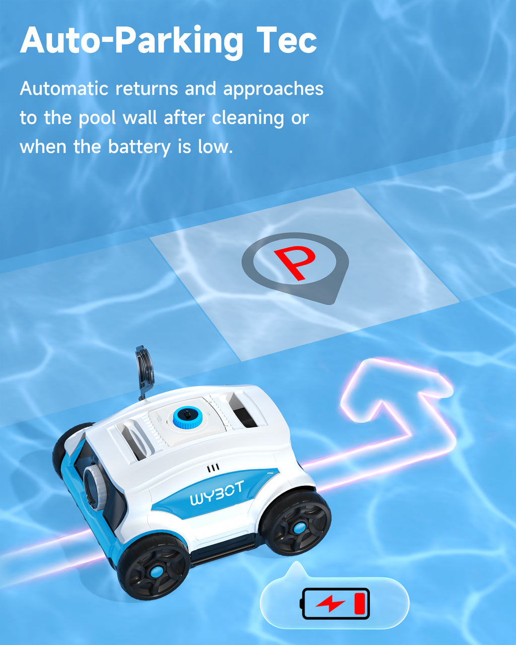 WYBOT Osprey 300II Robot Limpiafondos Piscina Automatico con Batería, Sin Cable, Aspirador Piscina para Piscinas Desmontables 100 m², Motores Dobles, Boquilla Ajustable, 120 Min (Blanco Azul)