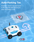 WYBOT Osprey 300II Robot Piscina Fili a Batteria, Parcheggio Automatico, Aspiratore Piscina Senza per Piscine Fuori Terra Fino A 100 m², Doppi Motori, Ugello Regolabile, 120 Min (Bianco Blu)