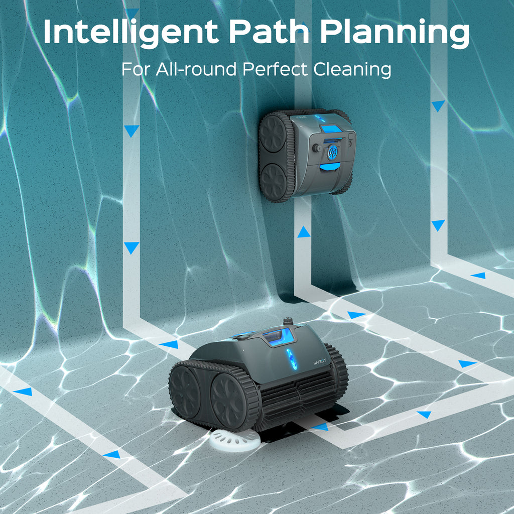 WYBOT OS7010 Max Robot Piscina Fuori Terra con App, Aspirapolvere per Piscina da 210 Minuti, Robot Piscina Pareti e Fondo con Motore da 65 W, Sensore a Infrarossi, Ciclo di Pulizia, 200㎡(Grigio scuro)