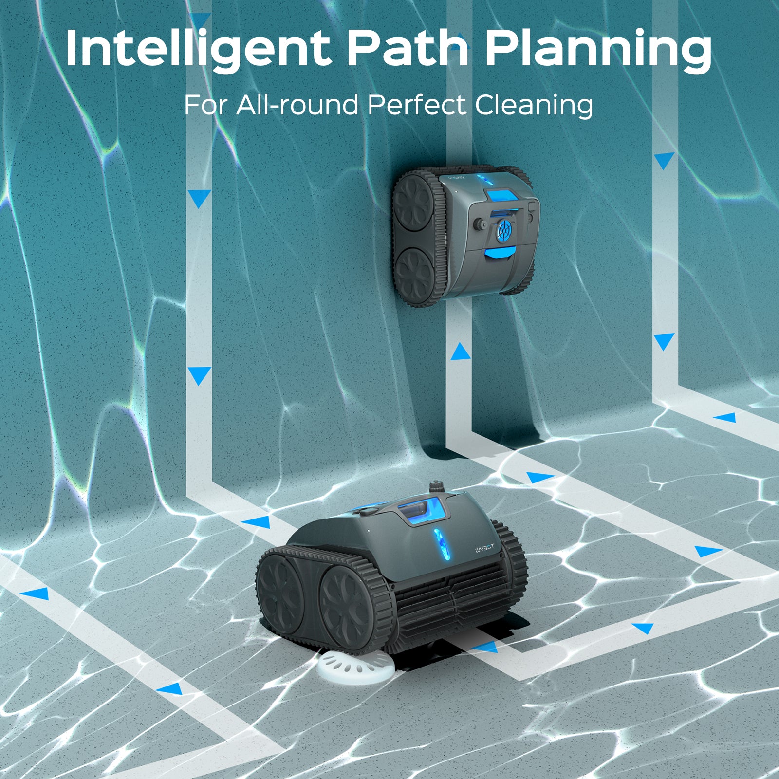 WYBOT OS7010 Max Robot Limpiafondos Piscina Automatico con App, 210 Minutos Aspirador Piscinas Fondos, Robot Piscina Limpiafondos y Paredes con Motor de 65 W, Ciclo de Limpieza, 200㎡(Gris oscuro)