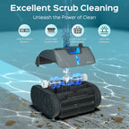 WYBOT OS7010 Max Robot Limpiafondos Piscina Automatico con App, 210 Minutos Aspirador Piscinas Fondos, Robot Piscina Limpiafondos y Paredes con Motor de 65 W, Ciclo de Limpieza, 200㎡(Gris oscuro)
