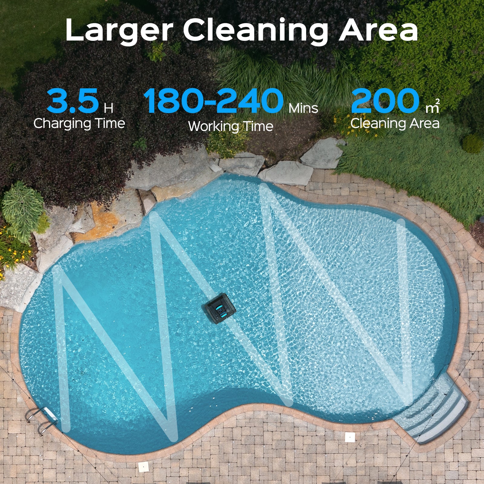 WYBOT OS7010 Max Robot Limpiafondos Piscina Automatico con App, 210 Minutos Aspirador Piscinas Fondos, Robot Piscina Limpiafondos y Paredes con Motor de 65 W, Ciclo de Limpieza, 200㎡(Gris oscuro)
