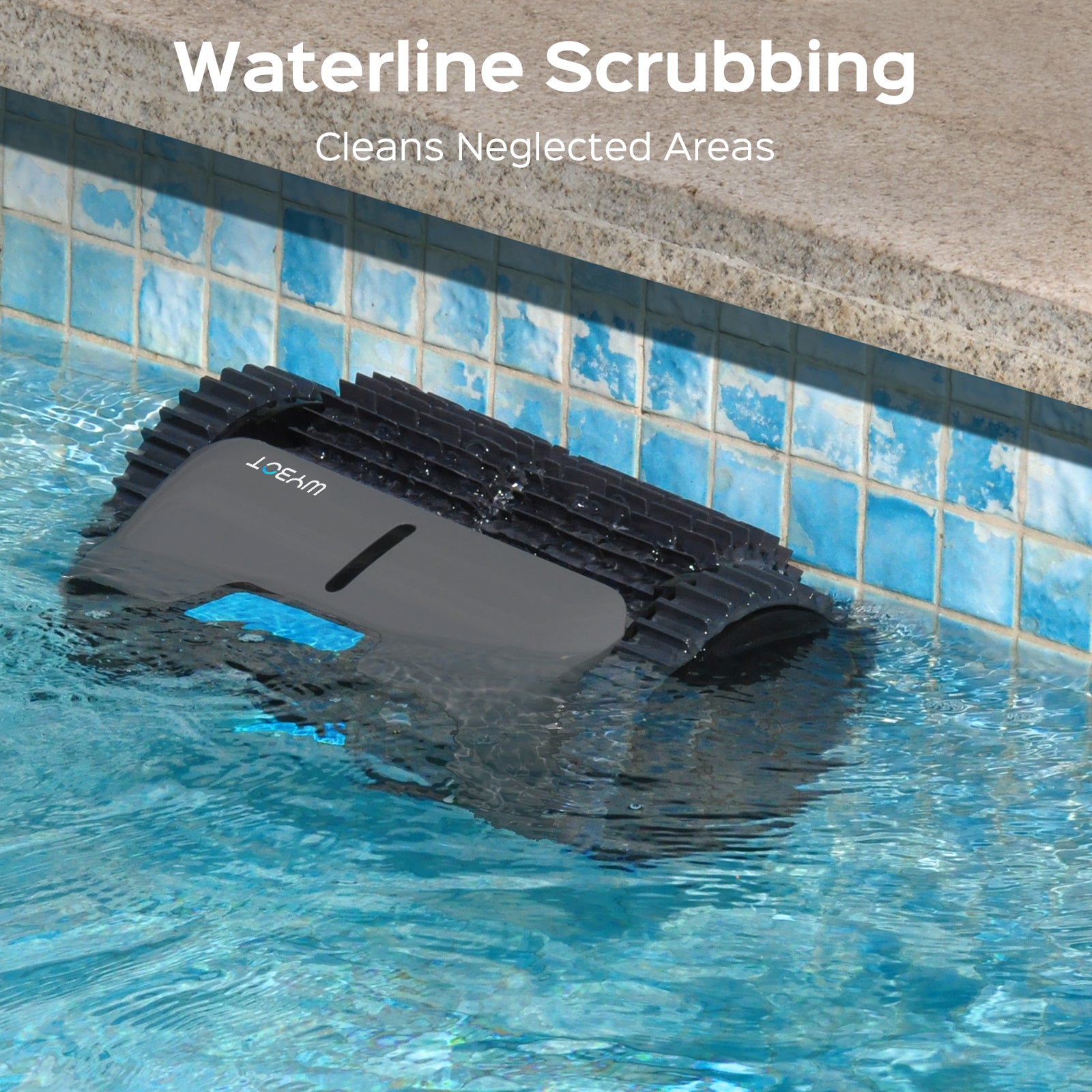WYBOT OS7010 Max Robot Piscine Fond et Parois avec App, 210 Minutes Aspirateur Piscine, Robot Piscine sans Fil à Moteur 65 W, Cycle de Nettoyage, Grimpe mur & Ligne d'eau,Jusqu'à 200㎡ (Gris foncé)
