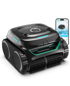 WYBOT C2 Limpiafondos Piscina Robot Inalámbrico, 3 Motores, Doble Filtración, Limpieza Paredes y Línea de Agua, Autonomía 180 Min, para Piscinas Enterradas Hasta 150㎡, App(Verde carbón-Gris)