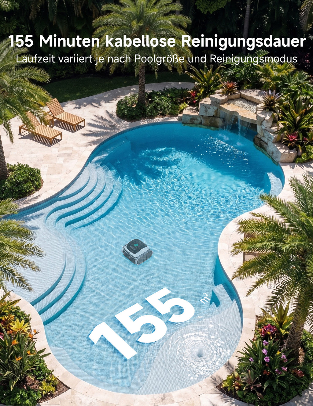 WYBOT Poolroboter C1-P: 4-in-1 kabelloser Poolsauger (poolroboter akku Wand und Boden) mit starker Saugkraft, 5 Modi, Navigation&App, für Pools bis 155m² – Frostnachtgrün