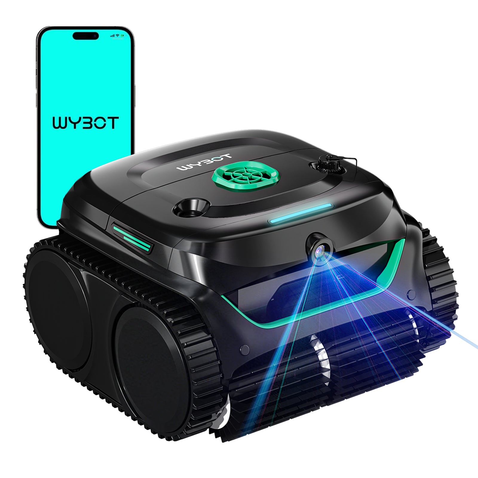 WYBOT C2 Vision PLUS AI Kamera Kabelloser poolroboter, poolroboter akku wand und bode: starke Saugkraft, Doppelfilter, 8 Reinigungsmodi, für unterirdische Pools 210 m² – Mitternachtsgrün