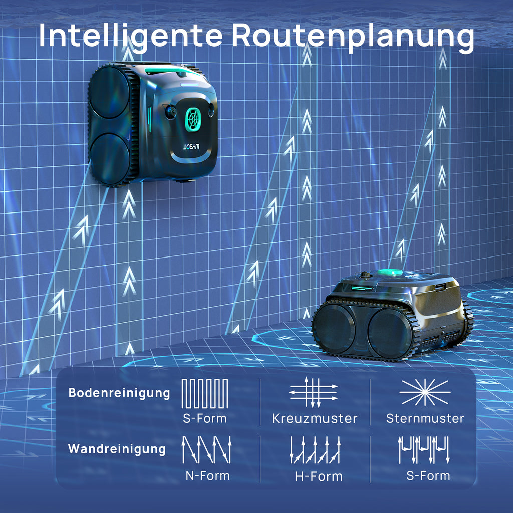 WYBOT C2 Vision PLUS AI Kamera Kabelloser poolroboter, poolroboter akku wand und bode: starke Saugkraft, Doppelfilter, 8 Reinigungsmodi, für unterirdische Pools 210 m² – Mitternachtsgrün