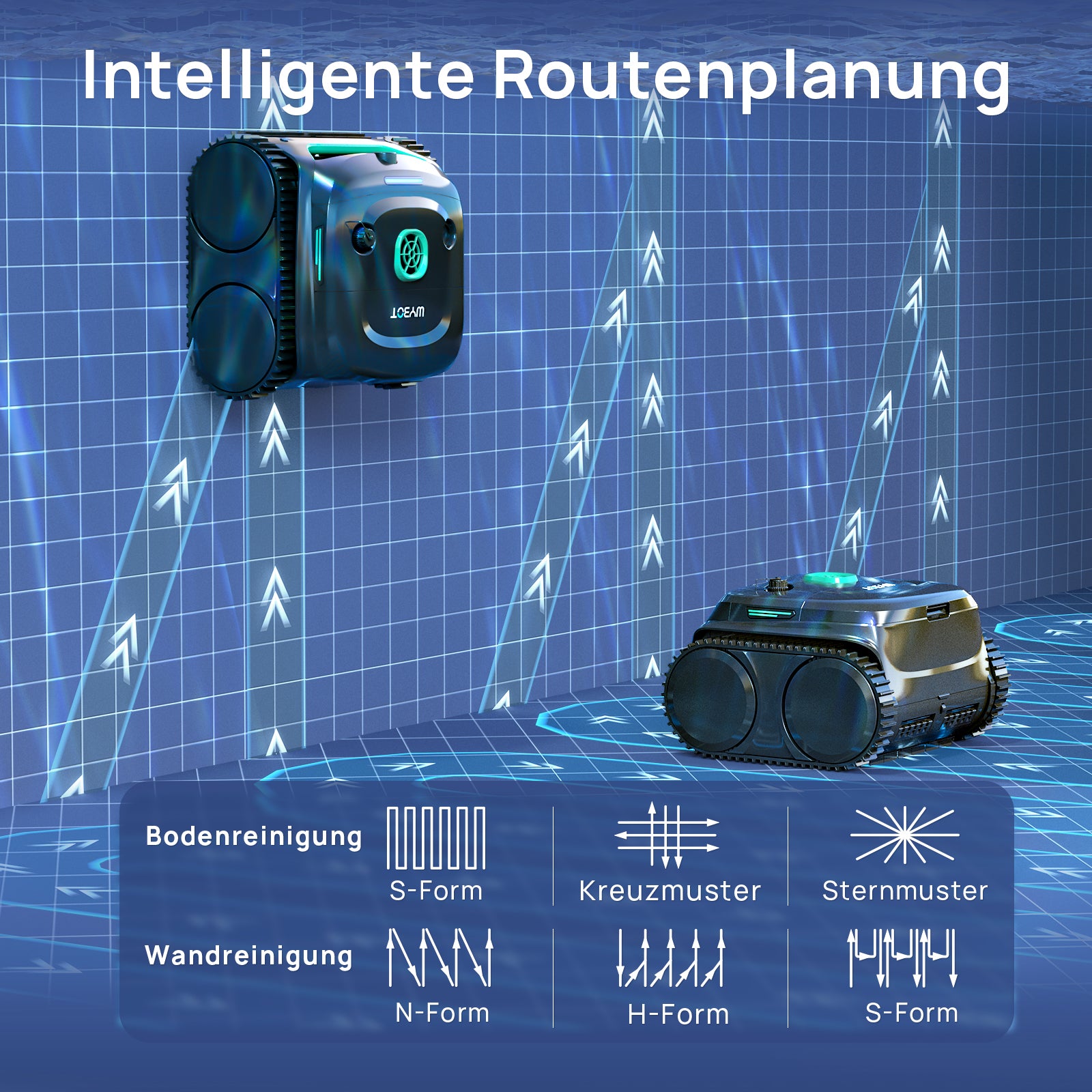 WYBOT C2 Vision PLUS AI Kamera Kabelloser poolroboter, poolroboter akku wand und bode: starke Saugkraft, Doppelfilter, 8 Reinigungsmodi, für unterirdische Pools 210 m² – Mitternachtsgrün