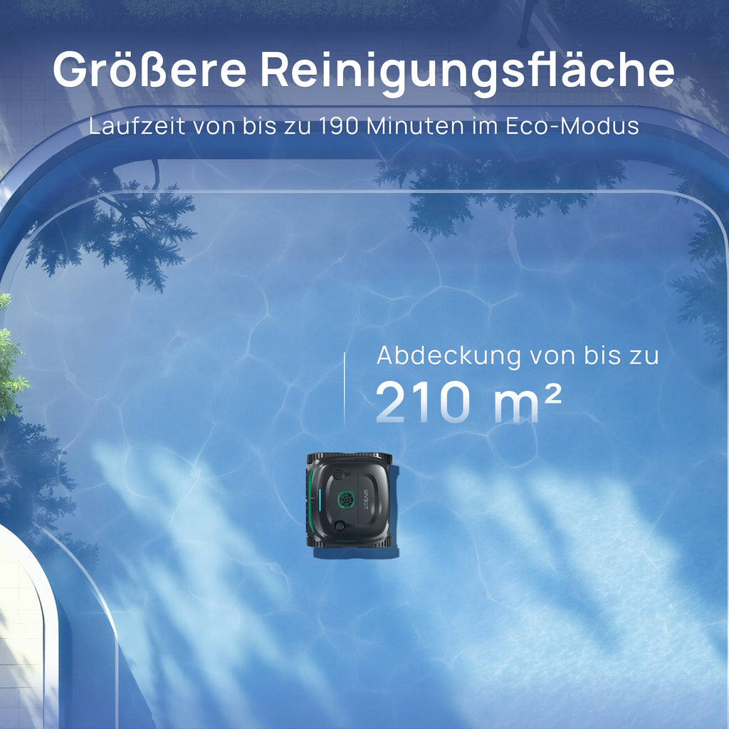 WYBOT C2 Vision PLUS AI Kamera Kabelloser poolroboter, poolroboter akku wand und bode: starke Saugkraft, Doppelfilter, 8 Reinigungsmodi, für unterirdische Pools 210 m² – Mitternachtsgrün