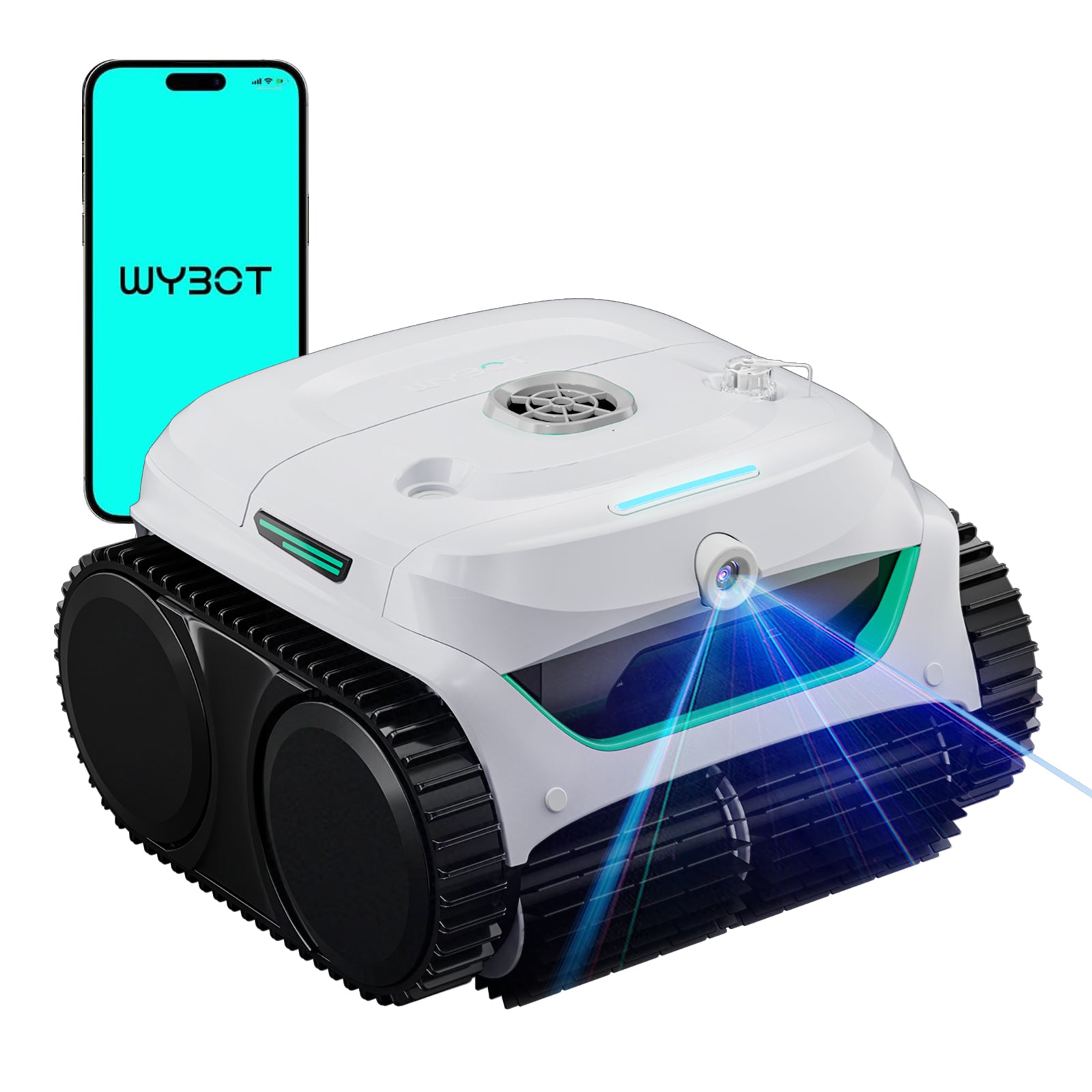 WYBOT C2 Vision Plus Robot Piscina Senza Fili con Telecamera IA, Robot Batteria pareti e Fondo: Potente aspirazione, Doppio Filtro, 8 modalità, per Piscine interrate 210 m² – Verde Piuma di Brina