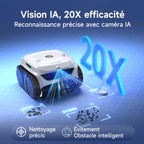 WYBOT C2 Vision Plus Robot de Piscine sans Fil avec caméra IA, Robot Batterie parois et Fond : Aspiration puissante, Double Filtre, 8 Modes, pour piscines enterrées 210 m² – Vert Plume de Givre