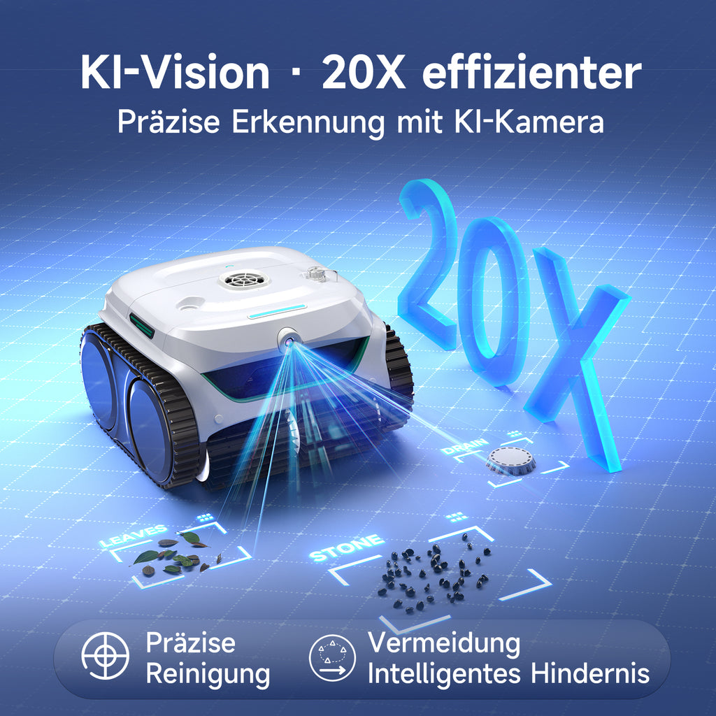 WYBOT C2 Vision Plus AI Kamera Kabelloser poolroboter, poolroboter akku Wand und Bode: Starke Saugkraft, Doppelfilter, 8 Reinigungsmodi, für unterirdische Pools 210 m² – Frostfedergrün
