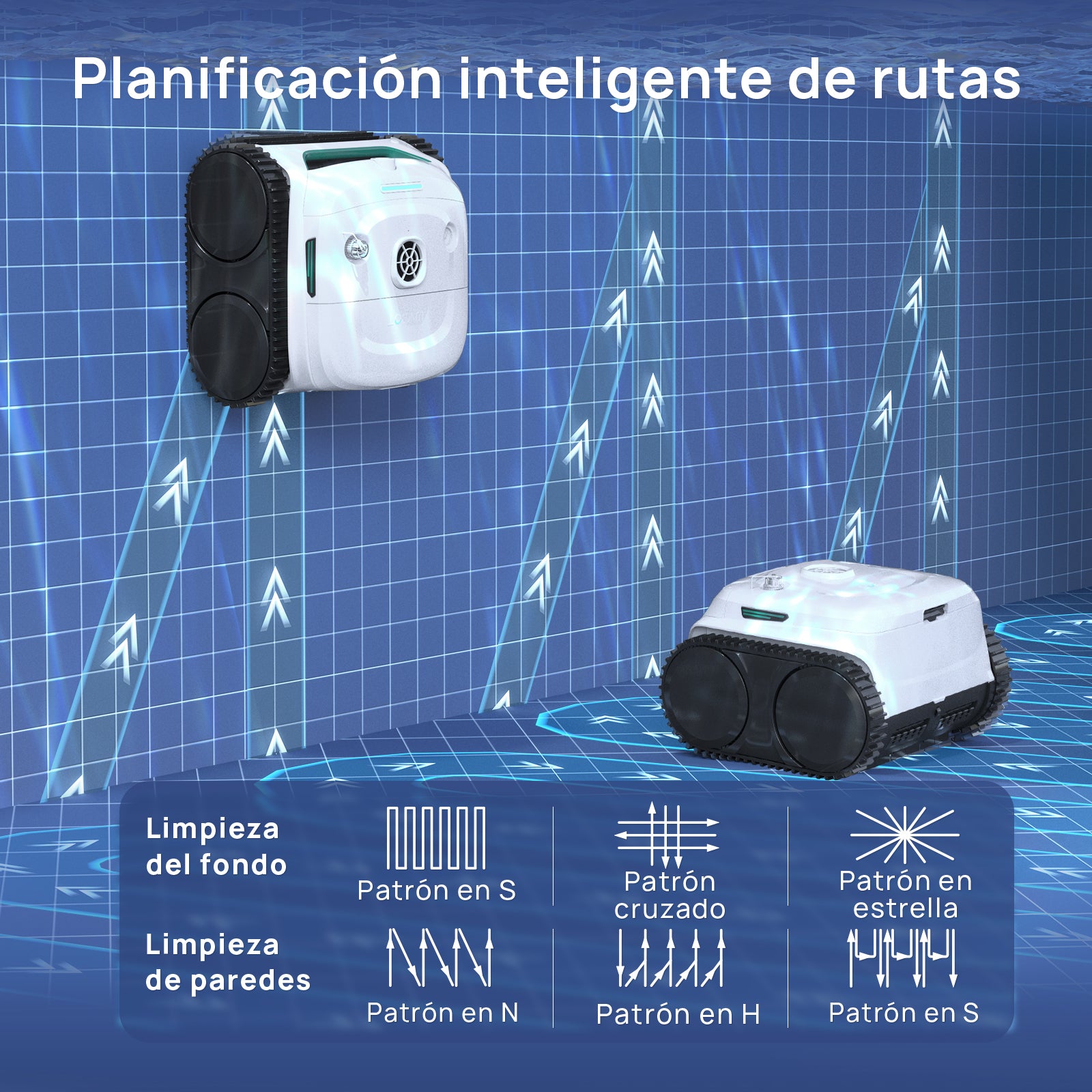 WYBOT C2 Vision Plus Robot de Piscina sin Cable con cámara IA, Robot batería Paredes y Fondo: Potente succión, Doble Filtro, 8 Modos, para Piscinas enterradas 210 m² – Verde Pluma de Escarcha