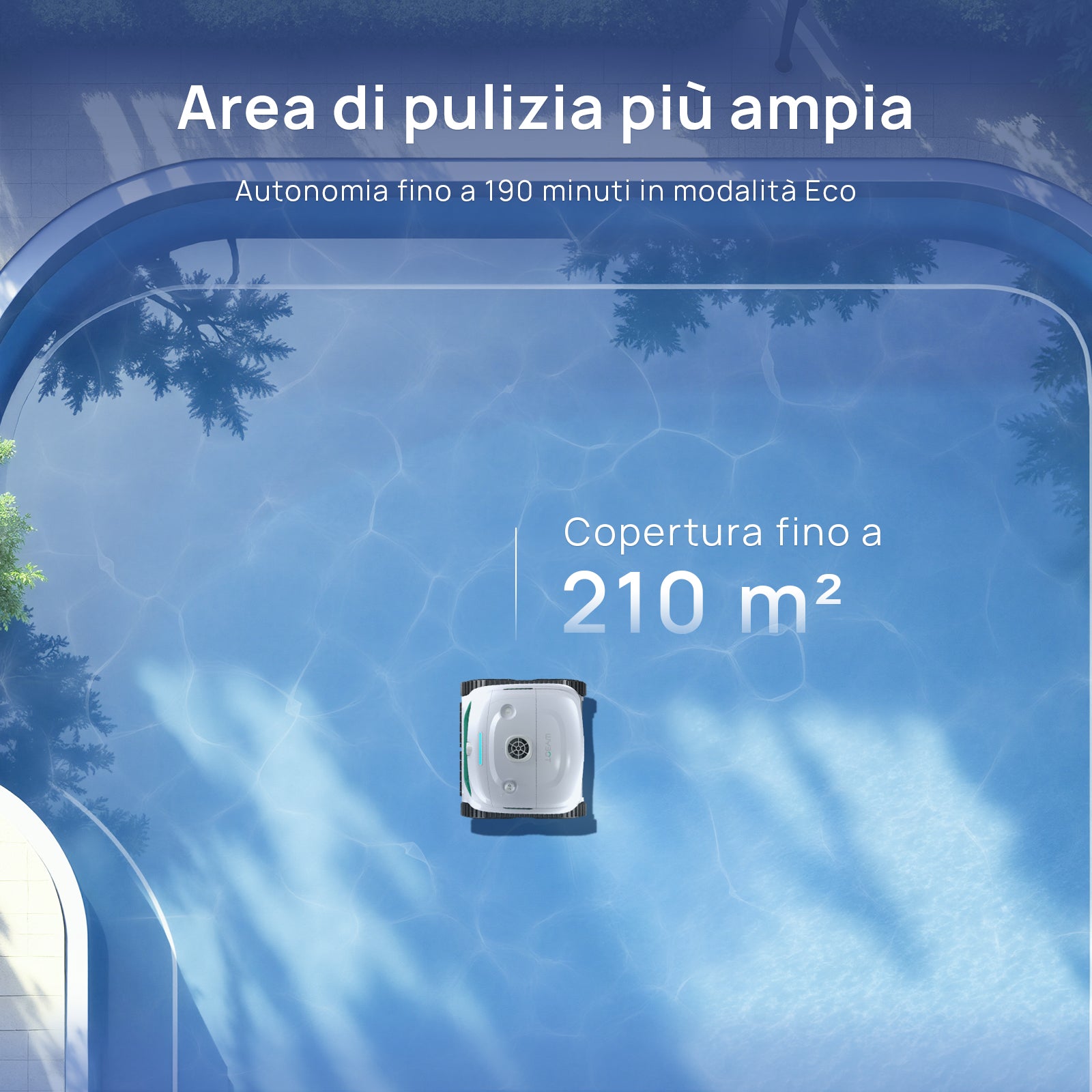 WYBOT C2 Vision Plus Robot Piscina Senza Fili con Telecamera IA, Robot Batteria pareti e Fondo: Potente aspirazione, Doppio Filtro, 8 modalità, per Piscine interrate 210 m² – Verde Piuma di Brina