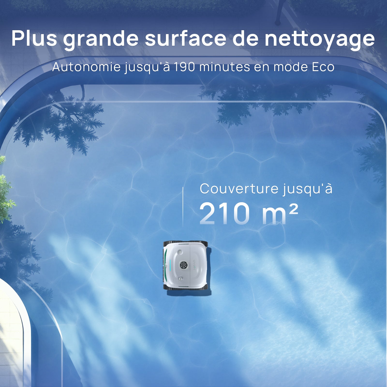 WYBOT C2 Vision Plus Robot de Piscine sans Fil avec caméra IA, Robot Batterie parois et Fond : Aspiration puissante, Double Filtre, 8 Modes, pour piscines enterrées 210 m² – Vert Plume de Givre