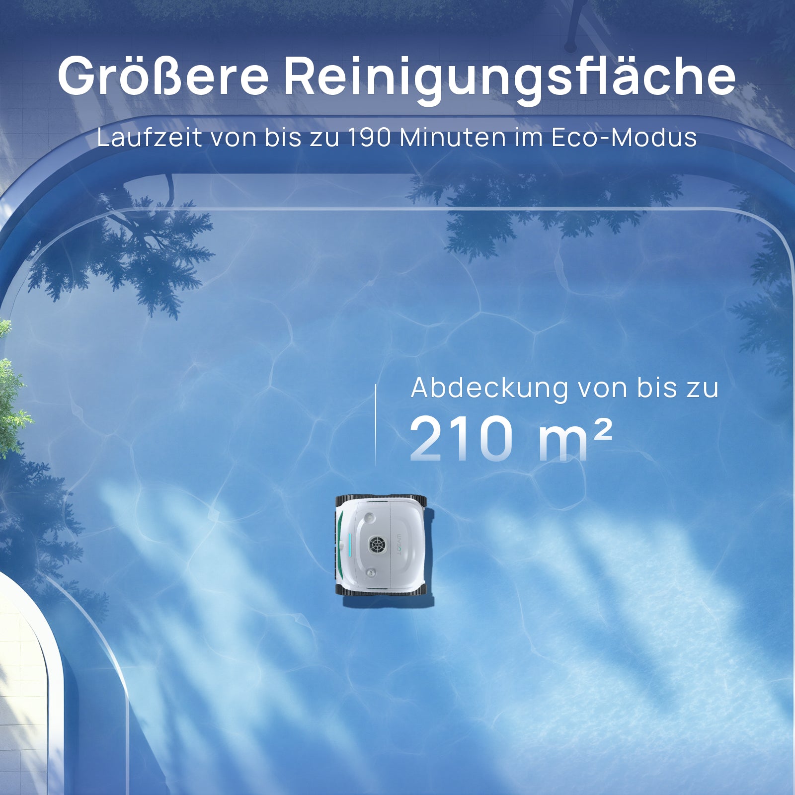 WYBOT C2 Vision Plus AI Kamera Kabelloser poolroboter, poolroboter akku Wand und Bode: Starke Saugkraft, Doppelfilter, 8 Reinigungsmodi, für unterirdische Pools 210 m² – Frostfedergrün