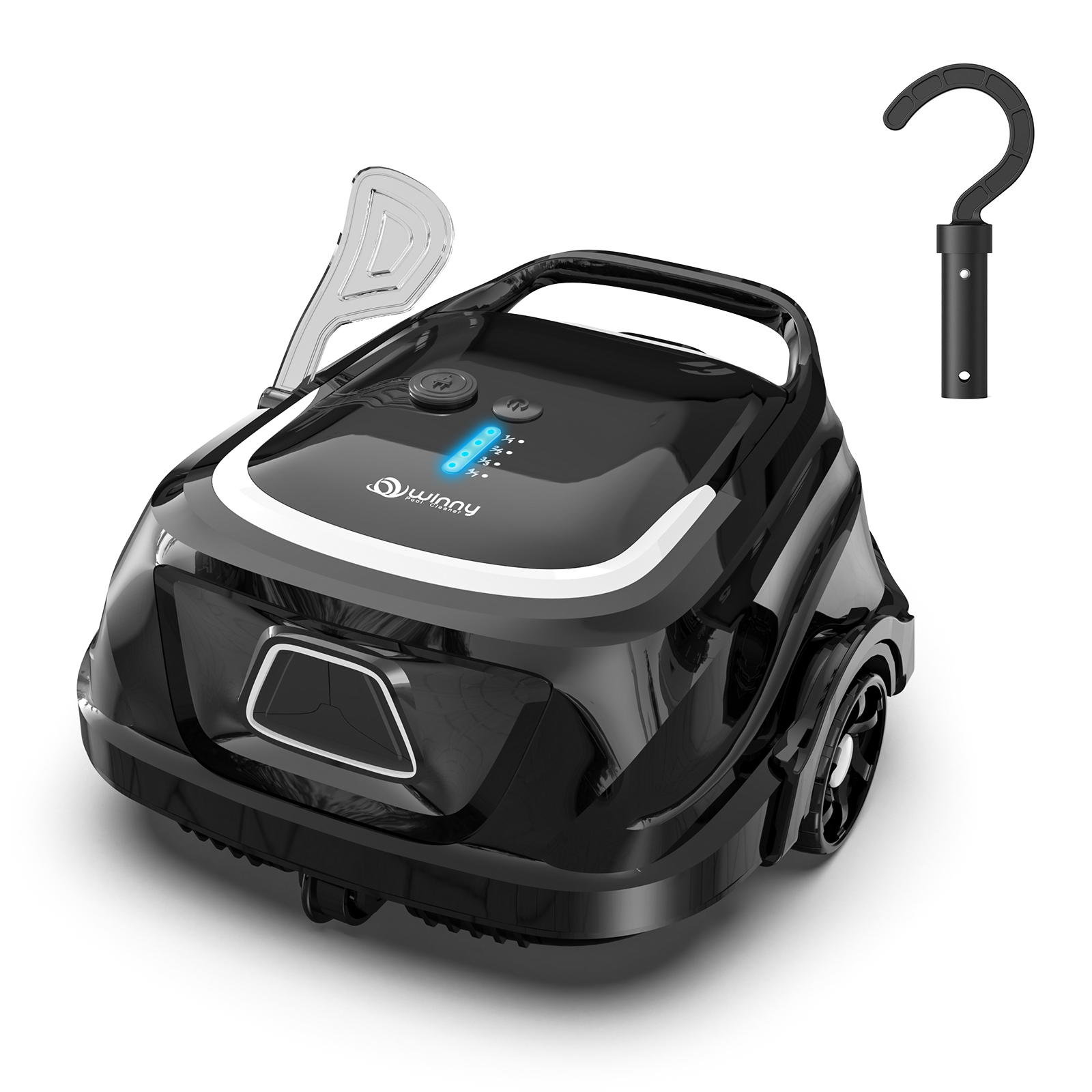 Winny AONE Cordless Robotic Pool Vacuum for Above Ground Pools, 130-Min Runtime, Dual-Layer Filtration, 2150 GPH Suction, LED Indicator, Self-Parking, Up to 1,120 Sq.Ft（Black Pearl）