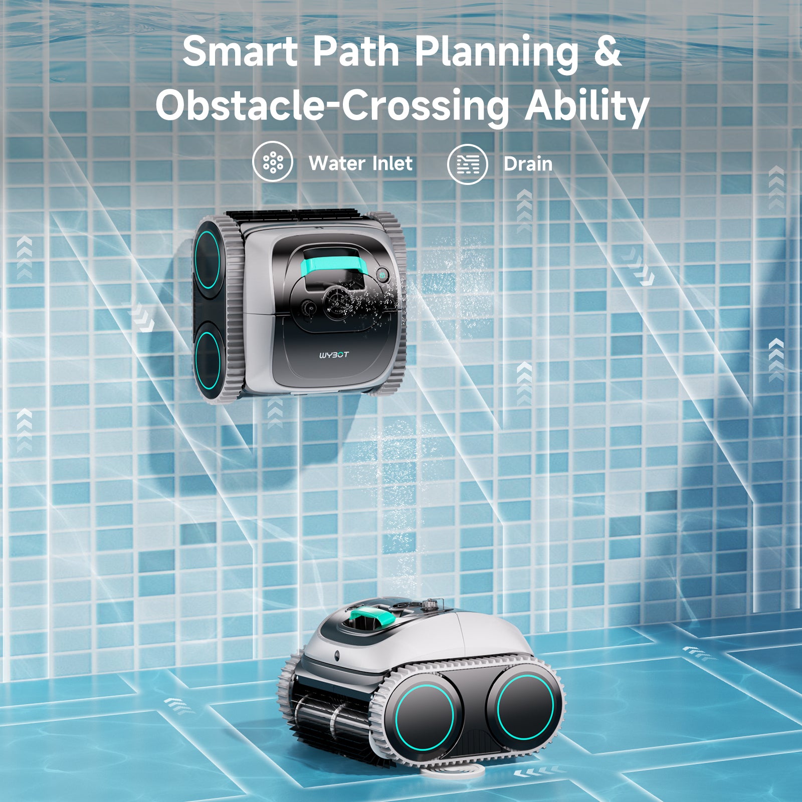 (2026 Upgarde) WYBOT C1 Cordless Robot Vacuum for Inground Pools, 4-in-1 Smart Pool Cleaner for Above Ground Pool up to 1,614 Sq.ft, Wall & Waterline Cleaning, 150 Mins Runtime - Grey with White
